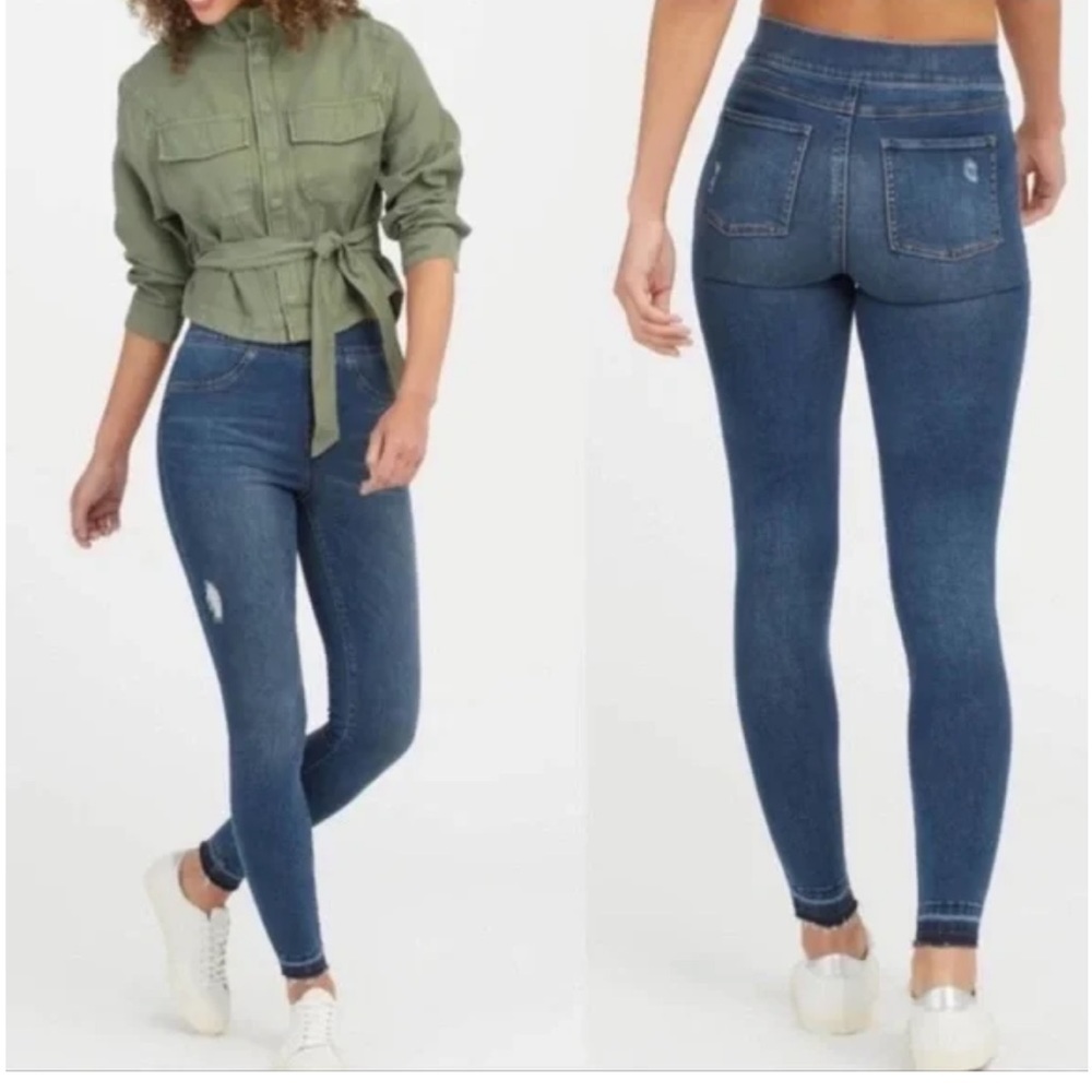Spanx high rise distressed skinny jeans small NEW